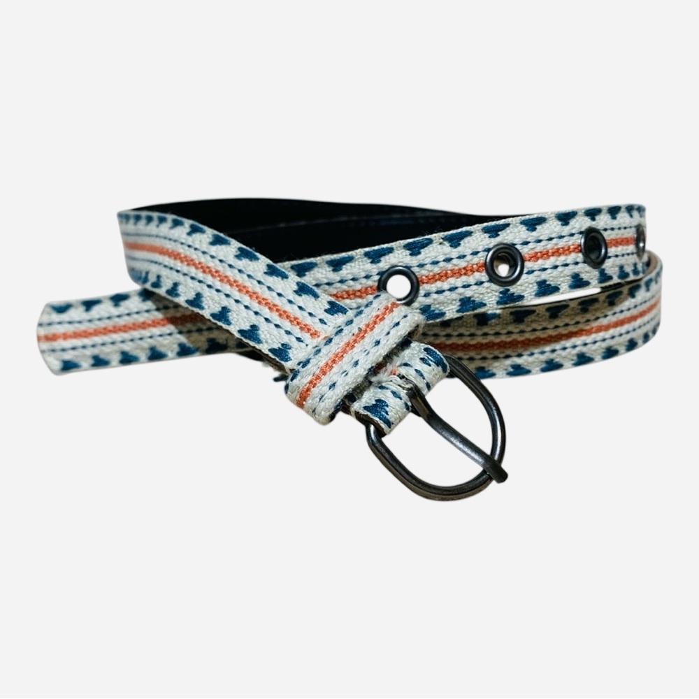 Vintage 1970’s Patterned Belt with Blue and Orange Accents Sz 38”-40”
